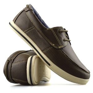 SMART FIT Payless Brown Faux Leather Perforated Deck Shoes Academia Preppy 3